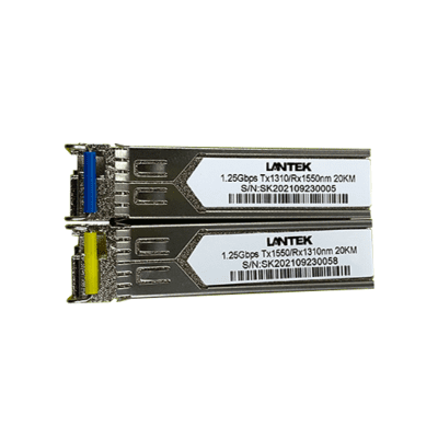 Transceiver 1 25G SFP LC BIDI Monomodo 10 20km 1310 1550nm Kit 2 Pcs