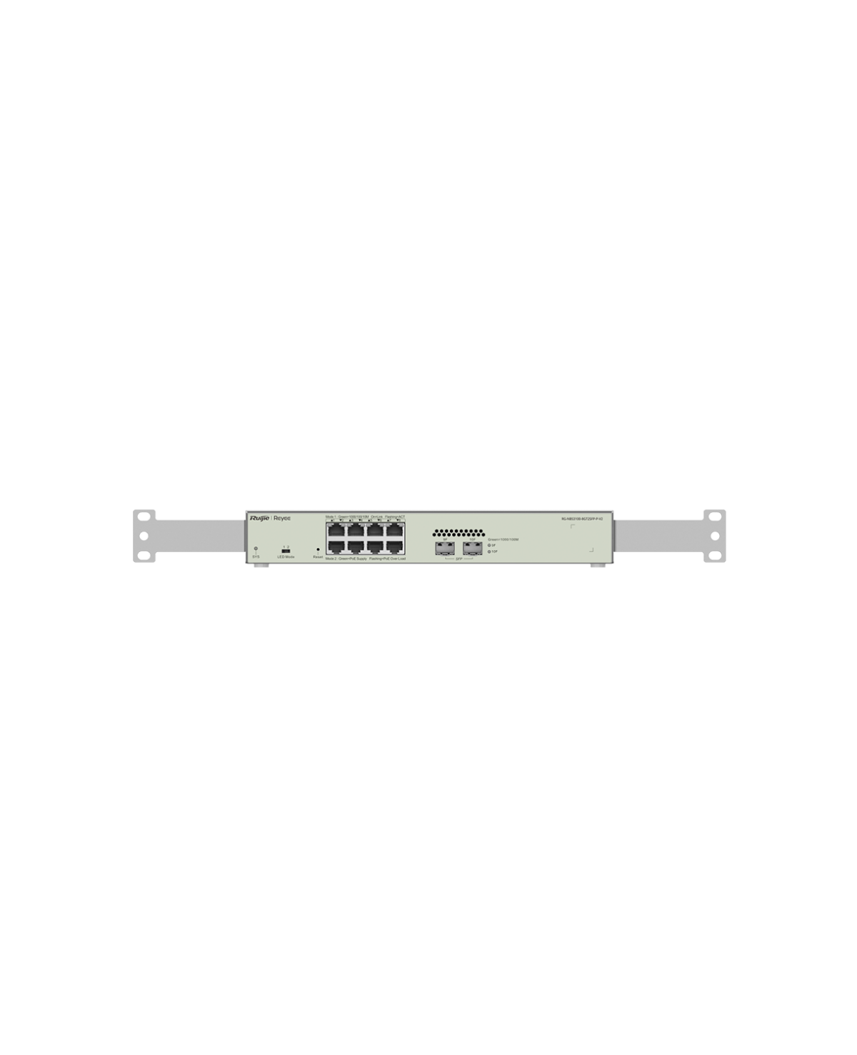 Switch Acceso L2 / 8 GE / 2 x SFP / PoE 125w V2 rack mount, REYEE RG-NBS3100-8GT2SFP-P-V2