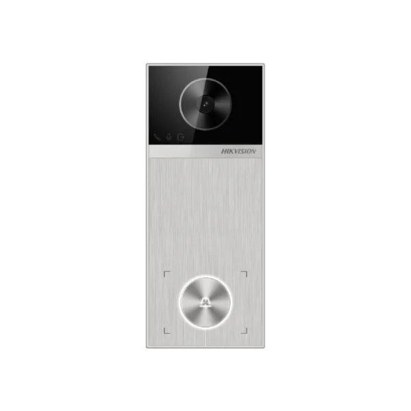 Videoportero IP WIFI 4MP 1 botón Bidireccional Lector Mifare IR 3m IP65 PoE Microfono + Altavoz incorporados, HIKVISION DS-KV6114-MWBE1(O-STD) (BIOMETRICO)