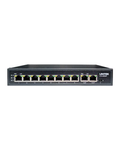 Switch PoE 8FE + 2GE, 1 y 2 60W, 3-8 30W(802.3at) 120W 6KV LR hasta 250Mtrs, LANTEK LTK-SW08P