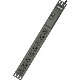PDU 8 tomas 5-20R 125VAC/20A horizontal disyuntor circuito hidraulico c/cable 3mts 5-20P, LANTEK LTK-PDU08H20R