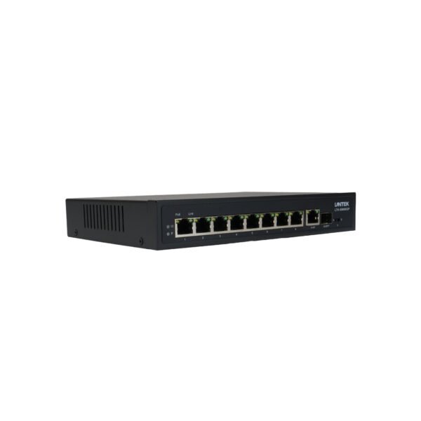 Switch POE 8GE af/at/bt 90w +1GE +1SFP uplink 120W 6KV LR hasta 250 Mtrs, LANTEK LTK-SW08GP