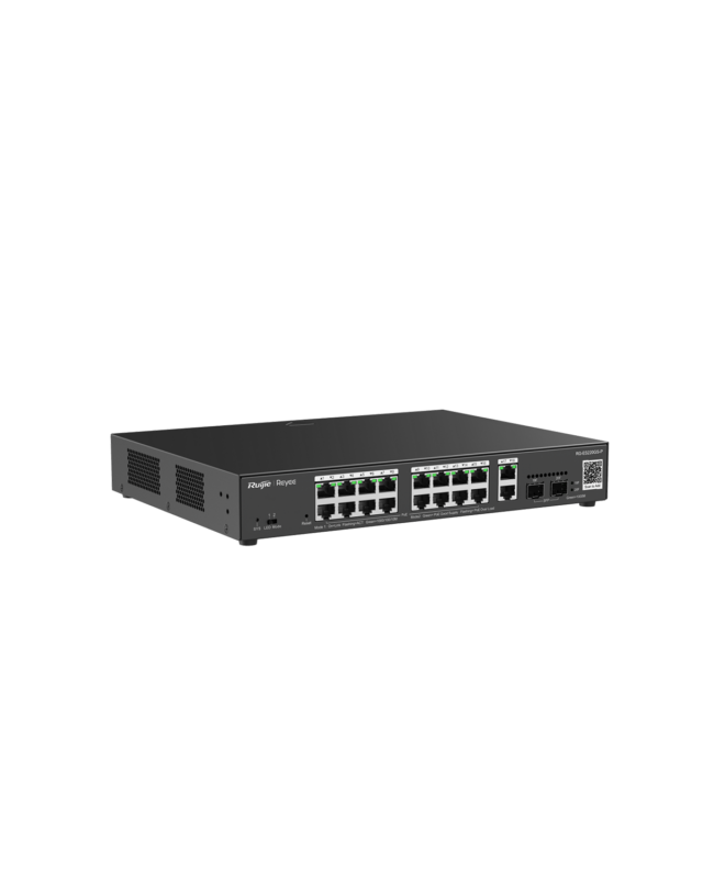Switch 16 GE PoE+ / 2GE + 2SFP uplink, 250W 4KV Vlan, Loop prevention, Remote Boot, Cloud, REYEE RG-ES220GS-P