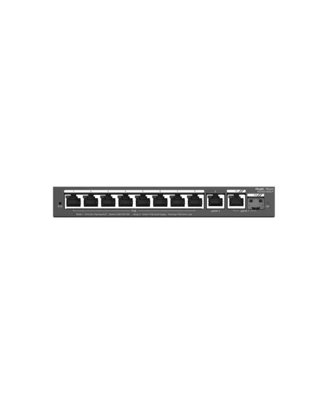 Switch 10 GE / 8 PoE+ / 1 SFP(combo) / 120w / Vlan, Loop prevention, Remote Boot / CLOUD, 6Kv, RUIJIE RG-ES210GS-P