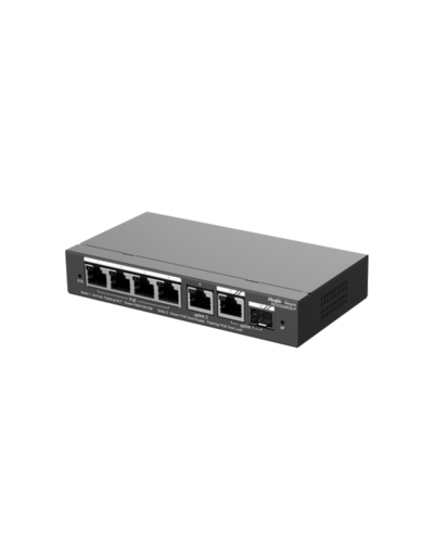 Switch 4 GE PoE+ / 2GE + 1SFP (combo) uplink , 54W 6KV Vlan, Loop prevention, Remote Boot, Cloud, RUIJIE RG-ES206GS-P