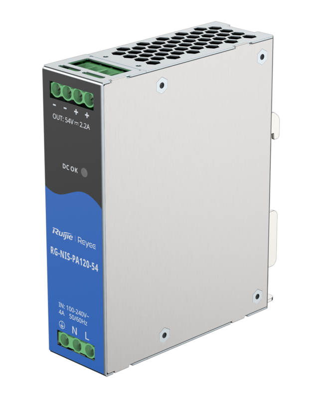 Fuente de Alimentación AC/DC 120W 54VDC/2.2A Din-Rail para Switch Industrial, RUIJIE RG-NIS-PA120-54