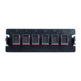 Placa para bandeja de fibra con 6 adaptadores FO Multimodo SC/UPC OM4 DUPLEX, LANTEK LTK-FVP6SCOM4