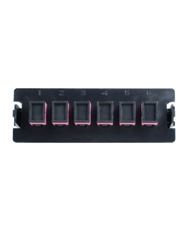Placa para bandeja de fibra con 6 adaptadores FO Multimodo SC/UPC OM4 DUPLEX, LANTEK LTK-FVP6SCOM4