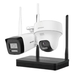 KIT CCTV WIFI Bullet +Turret PT Interior 2MP mic/speak Incluye NVS 4CH/MicroSD Max 512GB, HIKVISION DS-J142I(STD)/NKS422W02H