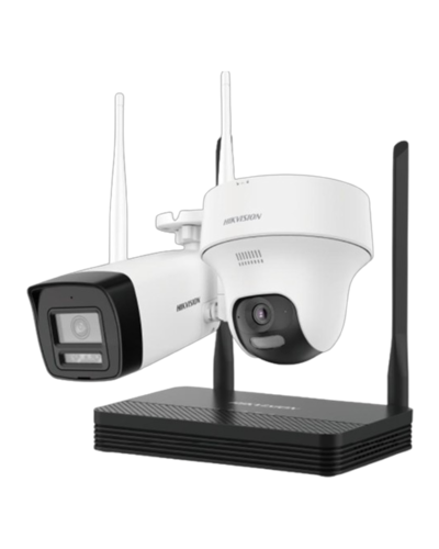 KIT CCTV WIFI Bullet +Turret PT Interior 2MP mic/speak Incluye NVS 4CH/MicroSD Max 512GB, HIKVISION DS-J142I(STD)/NKS422W02H