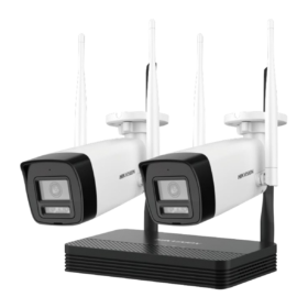 KIT CCTV WIFI 2 Bullet 2MP IP66 IR30m mic/speak Incluye NVS Max 4CH/ MicroSD Max 512GB, HIKVISION DS-J142I(STD)/NKS422W0H