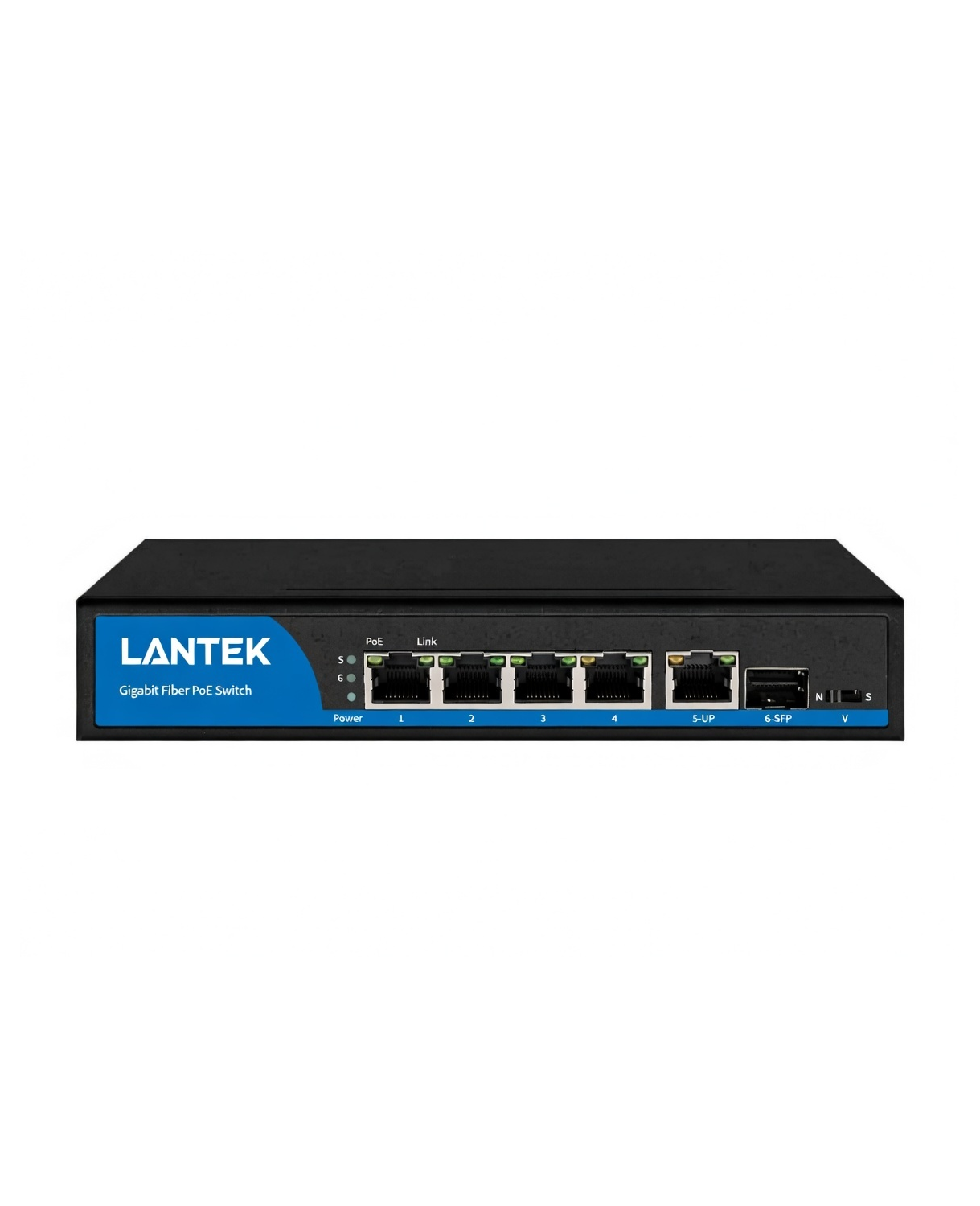 LTK-SW04P Switch 4 GE PoE+ / 1GE + 1SFP uplink, AF/AT/BT 60W en puerto 1, 80W 6KV LR hasta 250mts No administrado, LANTEK LTK-SW04P (SWITCH POE)