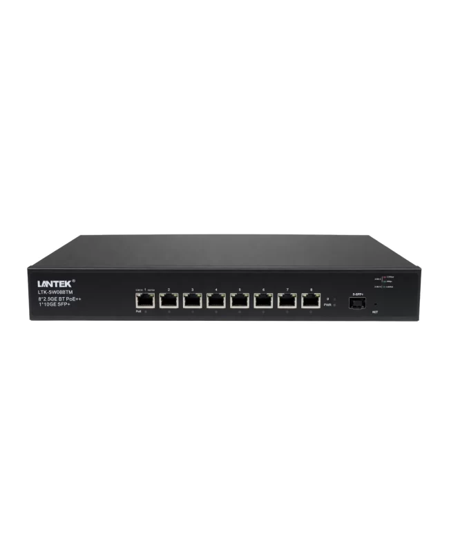 Switch Smart WEB administrable 8 puertos PoE 2.5G BT 250w + 1 puerto 10G SFP+, LANTEK LTK-SW08BTM