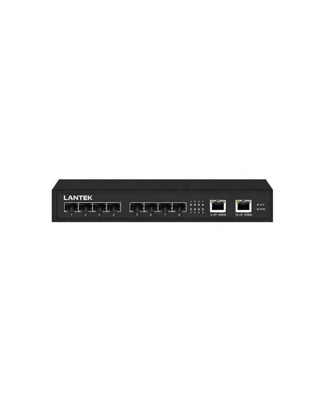 Switch Agregacion 8 SFP / 2GE uplink, 6KV No administrado, LANTEK LTK-SW08SFP