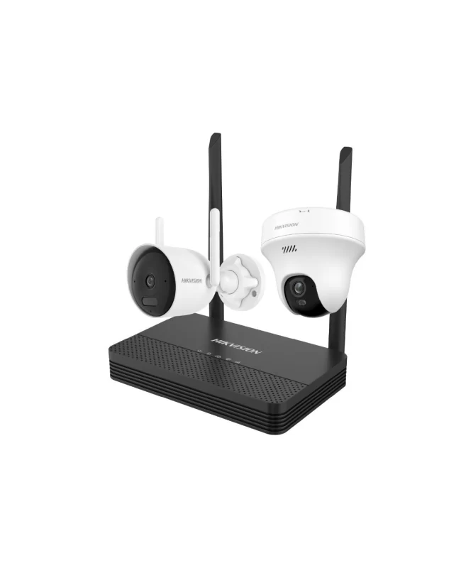 KIT CCTV WIFI Bullet 4MP + Turret 5MP Incluye NVS 4ch / MicroSD max 512GB, HIKVISION DS-J142I(STD)/NKS4245WBTH (CAMARA DOMO)