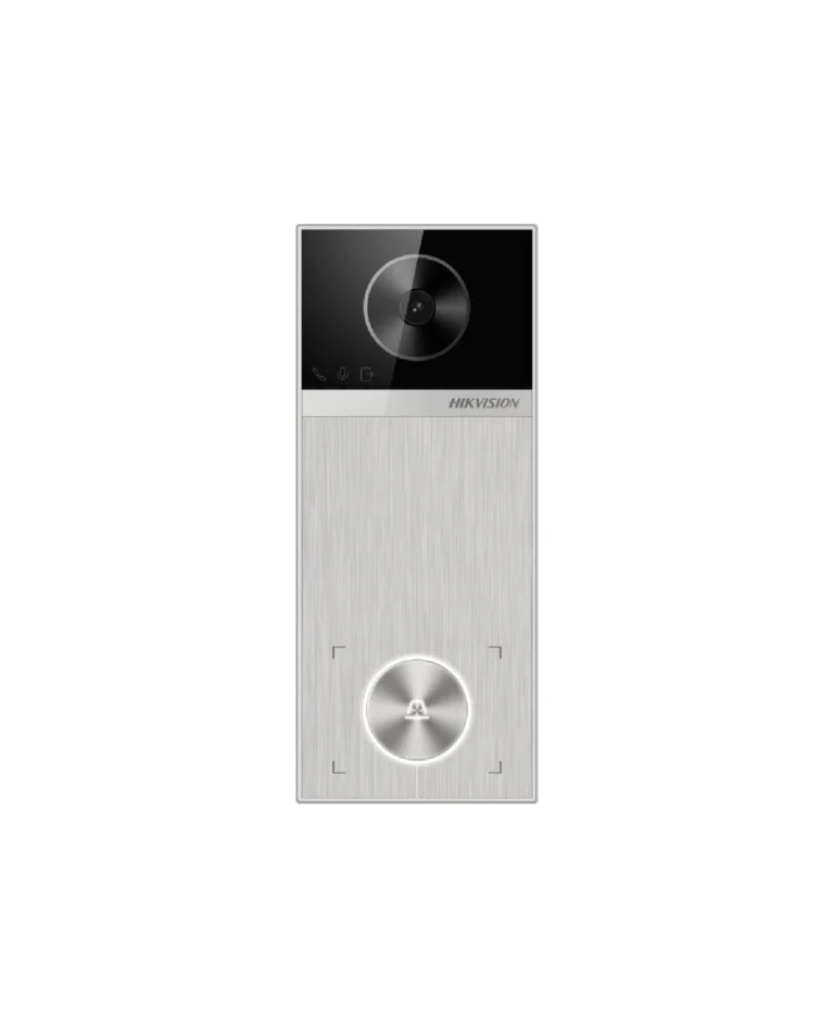 Videoportero IP WIFI 4MP 1 botón Bidireccional Lector Mifare IR 3m IP65 PoE Microfono + Altavoz incorporados, HIKVISION DS-KV6114-MWBE1(O-STD) (BIOMETRICO)